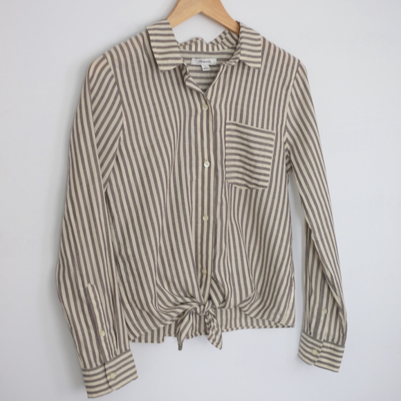 NWT Madewell Tie-Front Shirt in Maitland Stripe - Picture 4 of 7